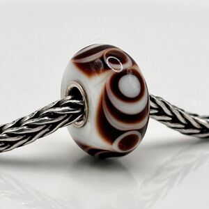 TROLLBEADS Brown & White Carly Oldie  LAA 925S NEW, a Chubby Bead